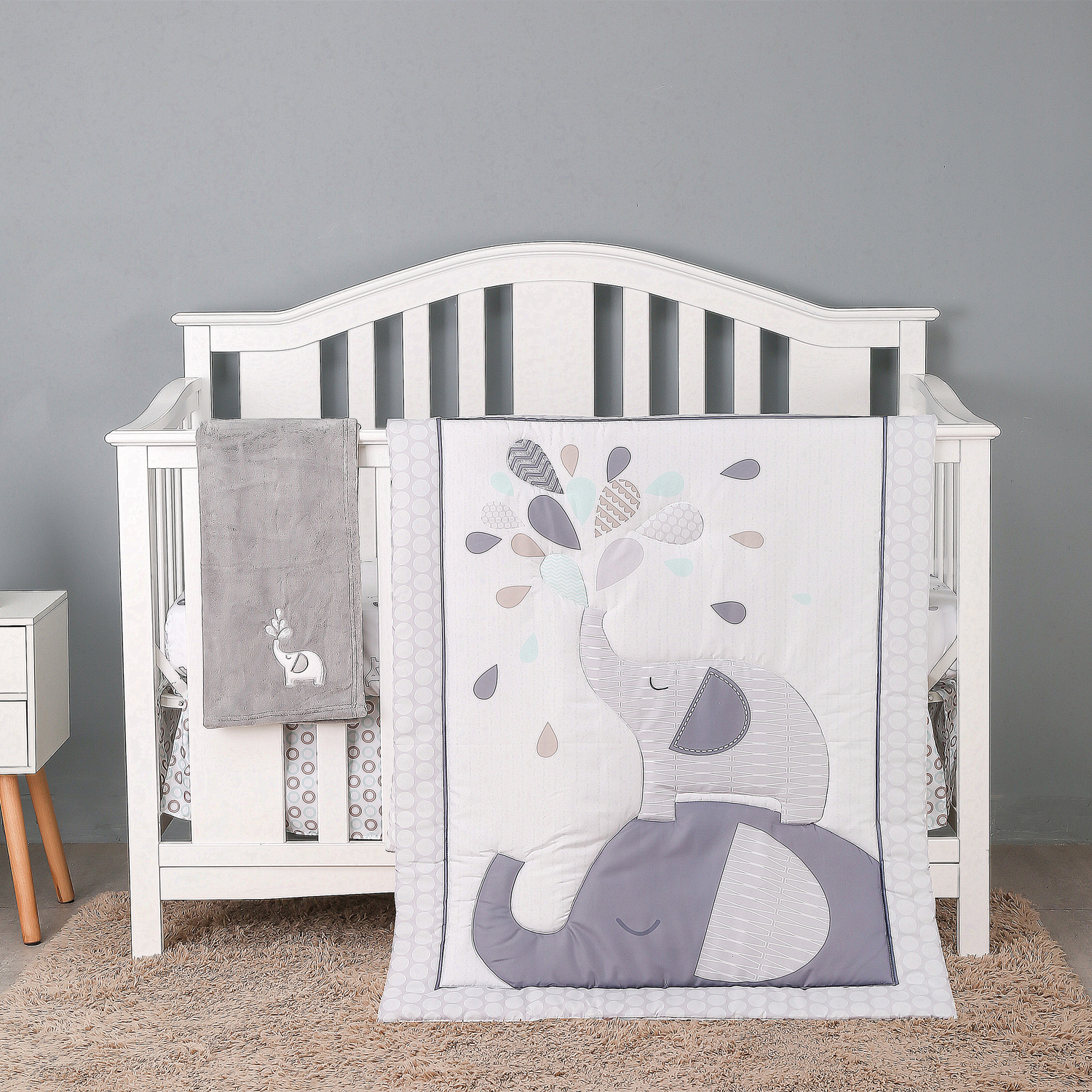 Baby Nursery Bedding Sets - 4Pcs Crib Bedding Set for Boys