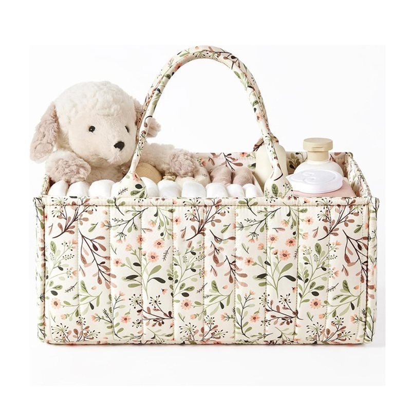 Baby Nursery Backpack - AINY-Floral Diaper Caddy Organizer, Stylish Nursery