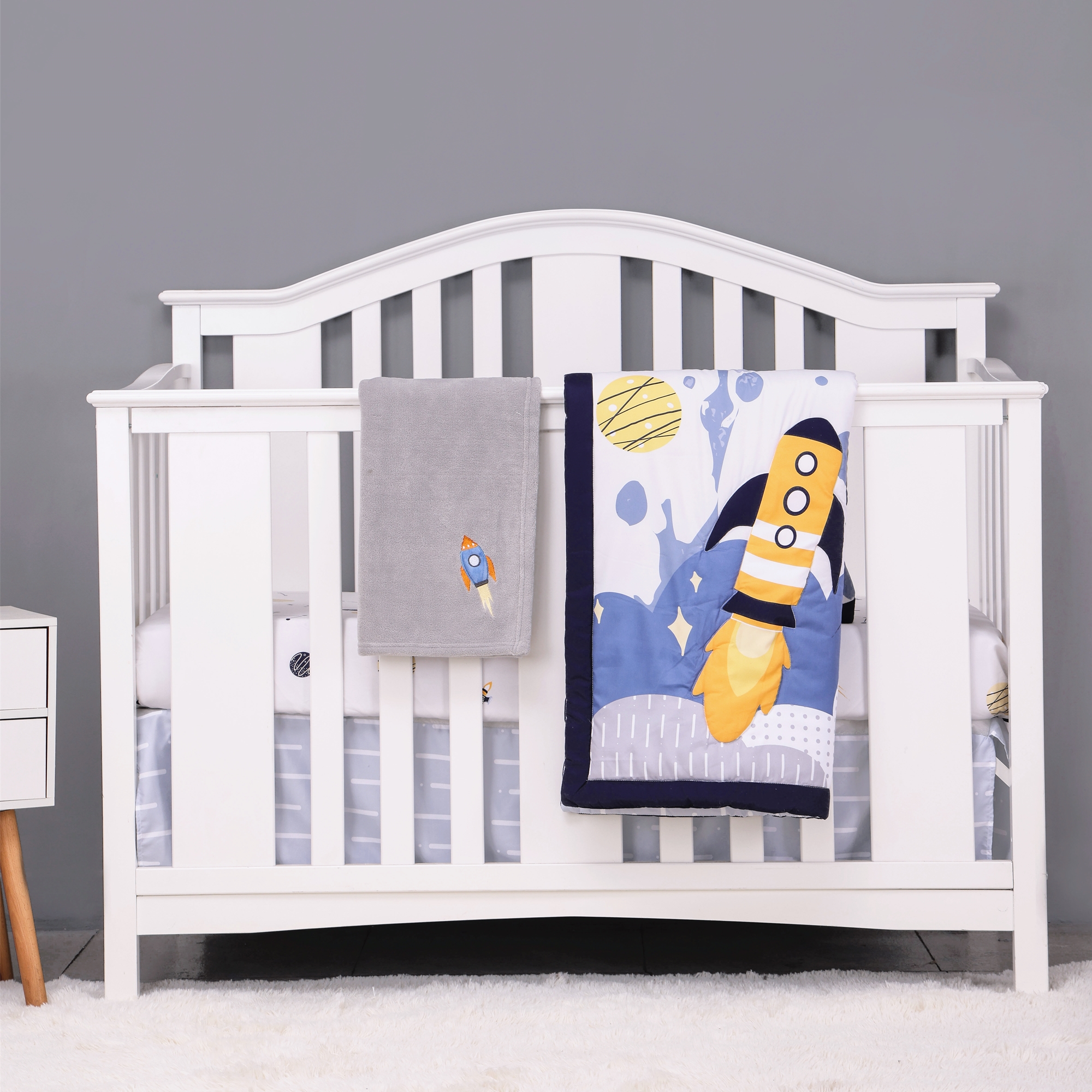 Baby Nursery Bedding Sets - 4Pcs Aviation Nursery Crib Bedding Set