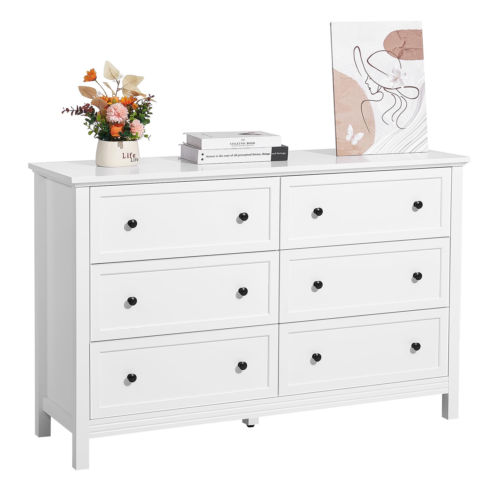 Drawer Dresser White - 6 Drawer White Wooden Dresser With
