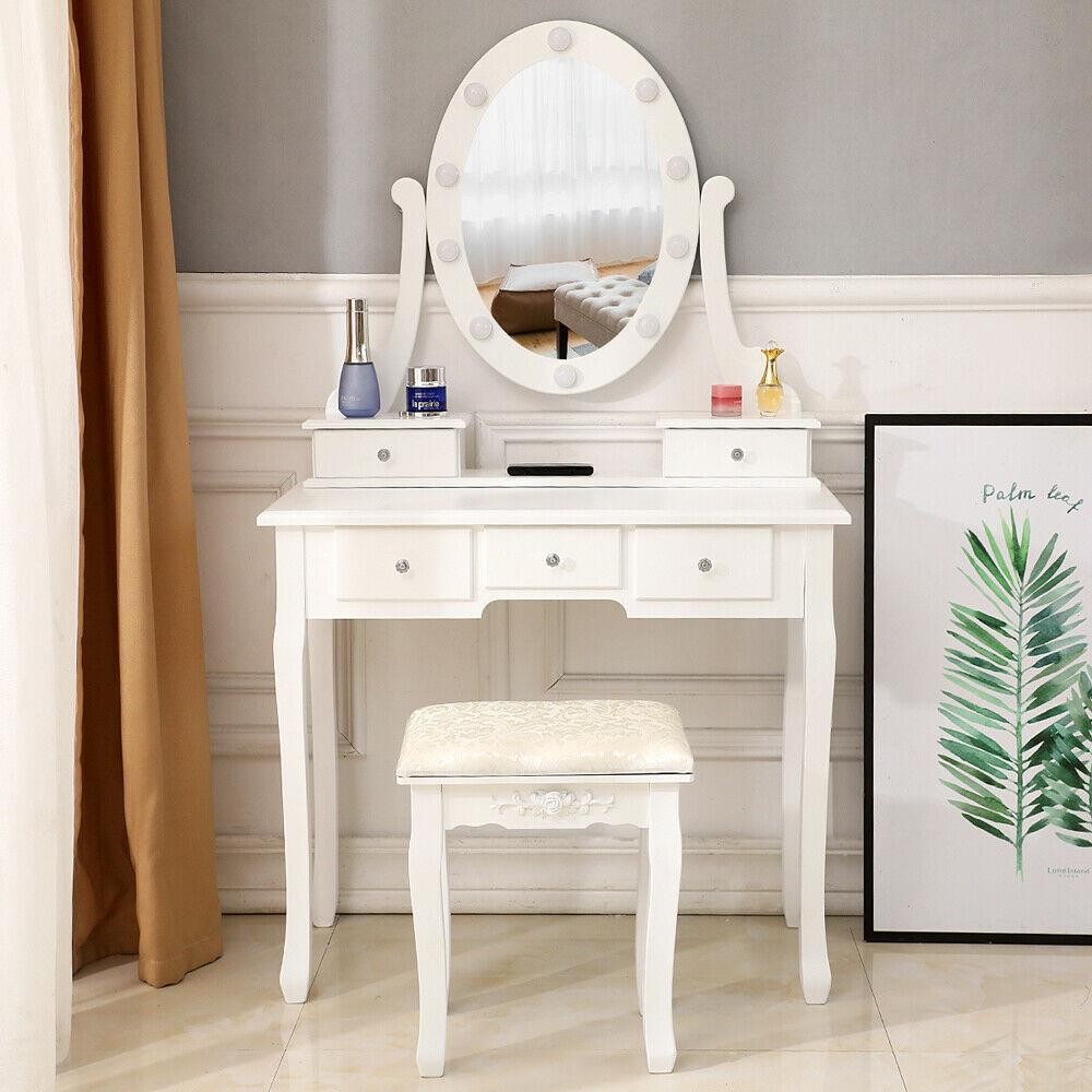 Drawer Dresser White - Vanity Set with Lighted Mirror 10