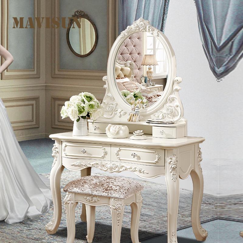 Drawer Dresser White - White European Dressing Table with Mirror