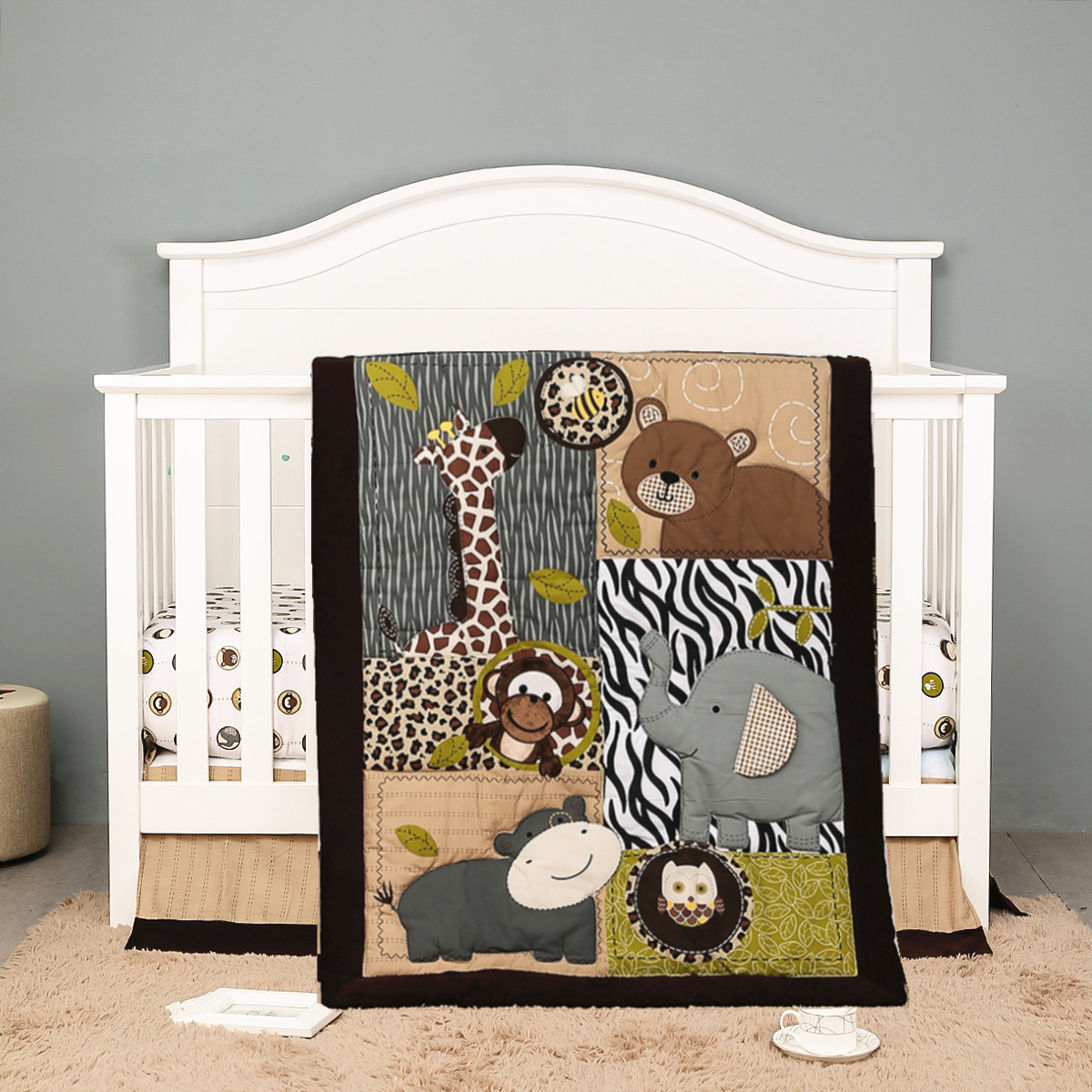 Baby Nursery Bedding Sets - 3Pcs Embroidered Newborn Baby Cot Bedding