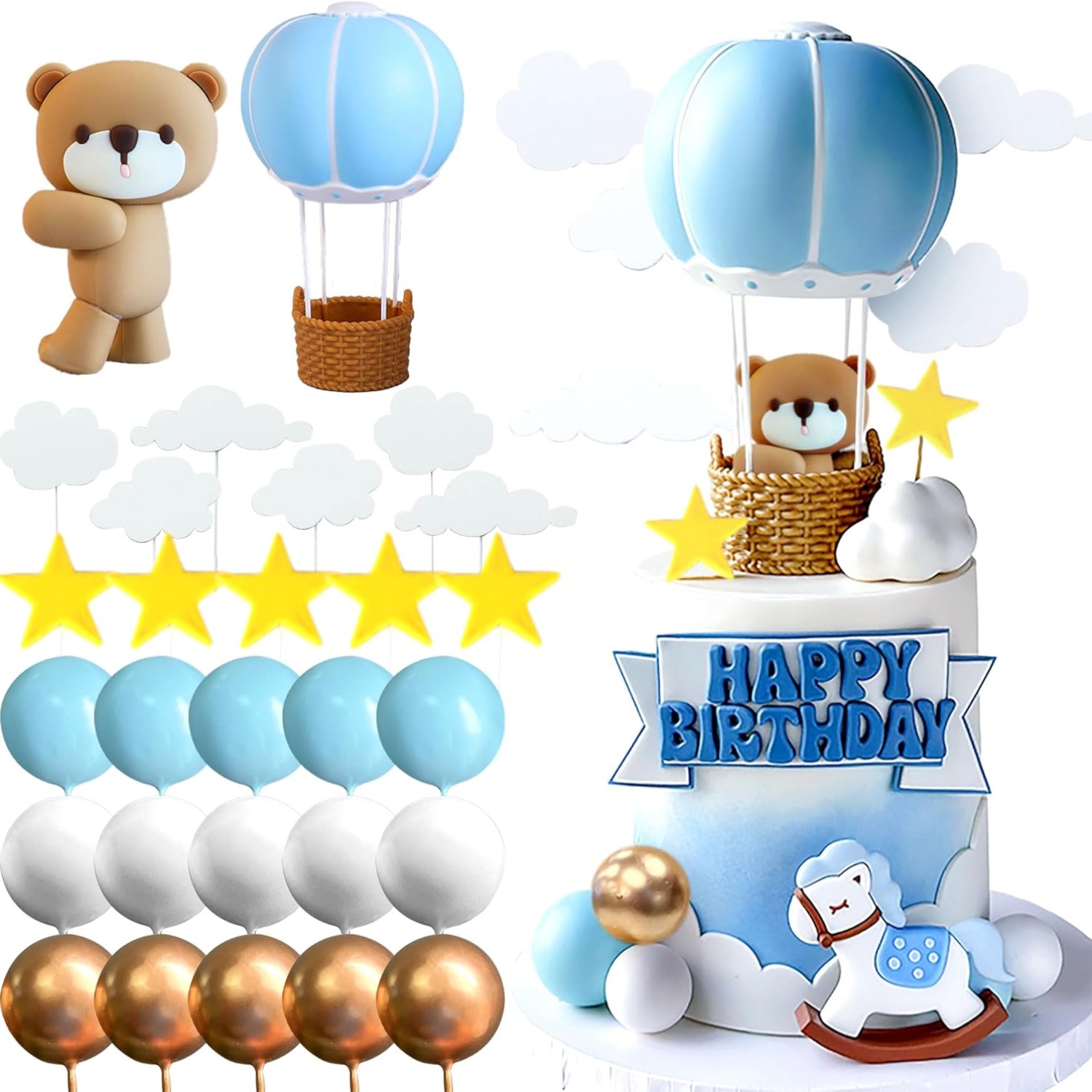 LaVenty Blue Pink Bear Cake De - đánh giá và giá Baby Nursery Hot Air Balloon