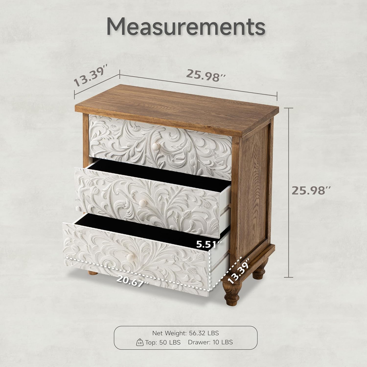3 Drawer Farmhouse Dresser Emb - đánh giá và giá Drawer Dresser White
