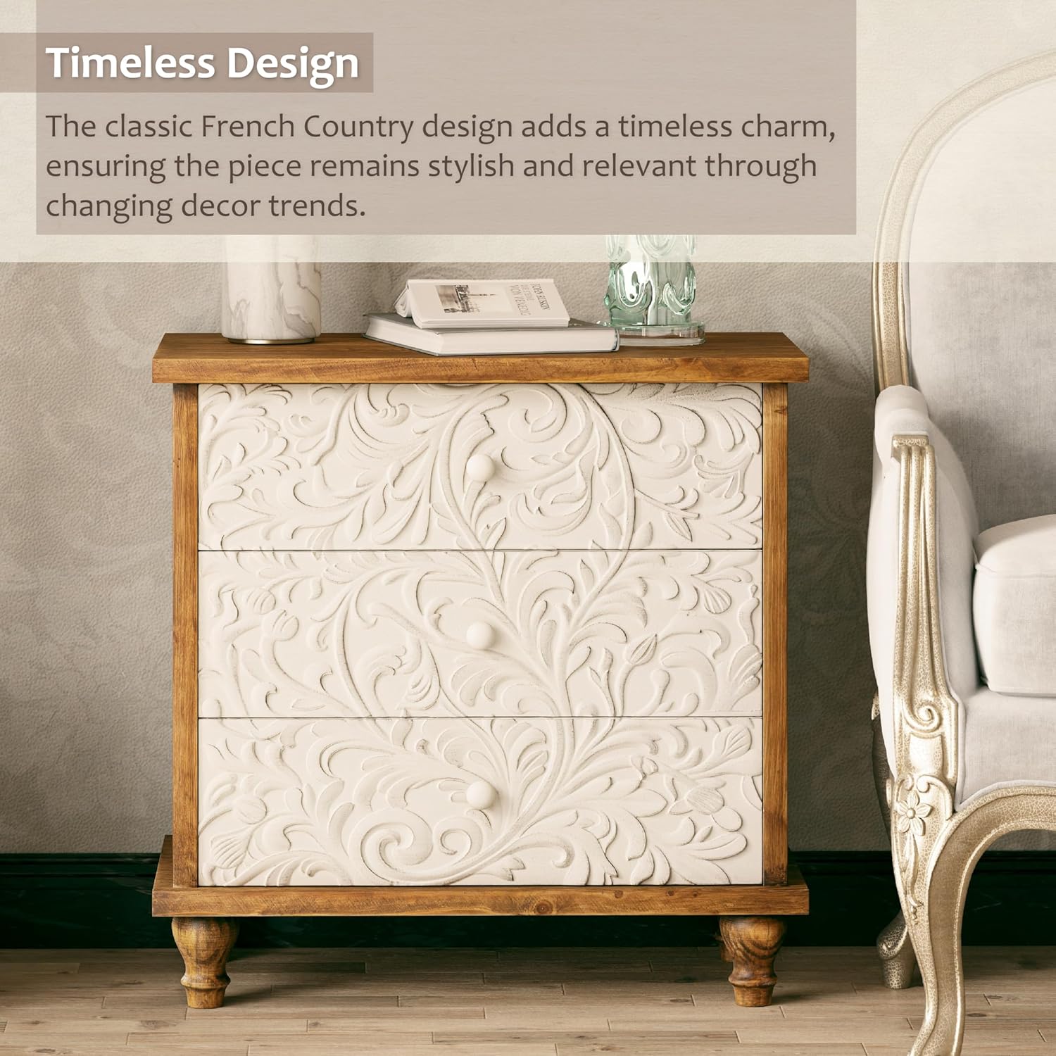 3 Drawer Farmhouse Dresser Emb - đánh giá và giá Drawer Dresser White