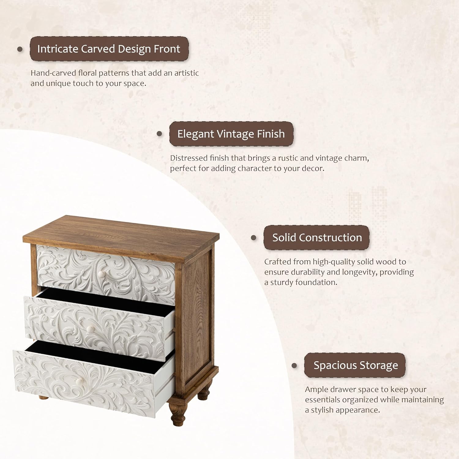 3 Drawer Farmhouse Dresser Emb - đánh giá và giá Drawer Dresser White