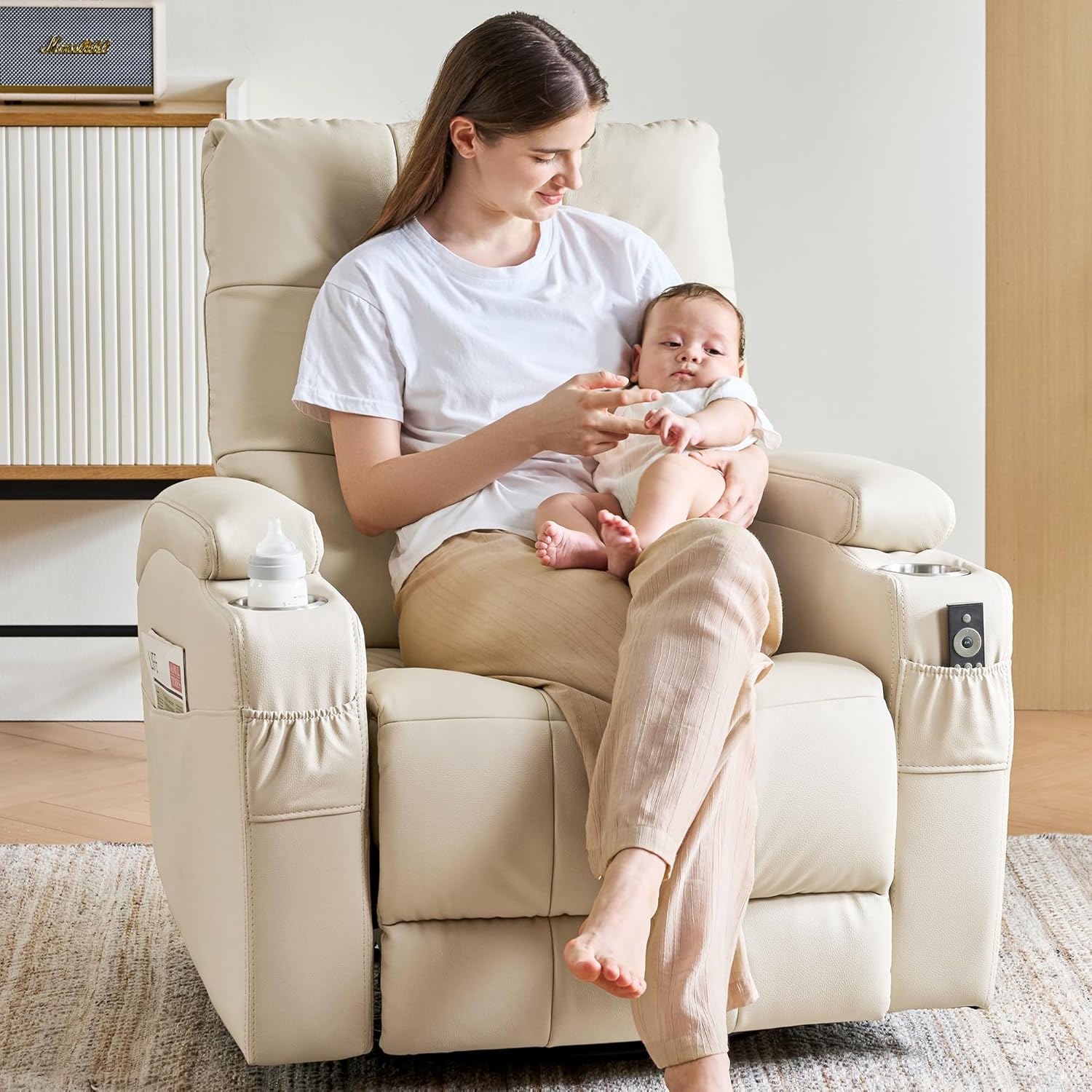 #Leather Recliner Chair, Swive - đánh giá và giá Rocking Chair Nursery