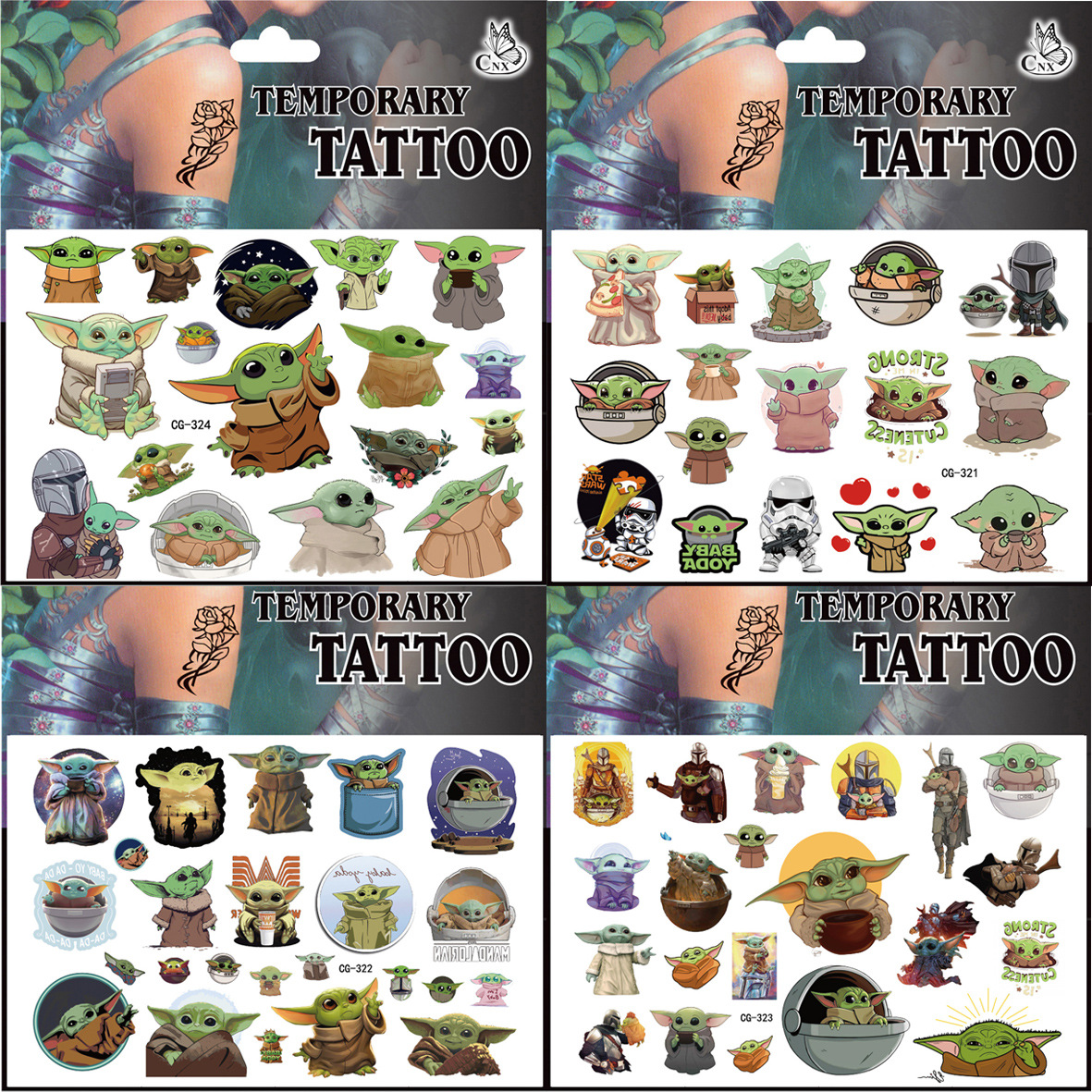 Yoda Baby Tattoo Stickers Wate - đánh giá và giá Baby Yoda Nursery Decor