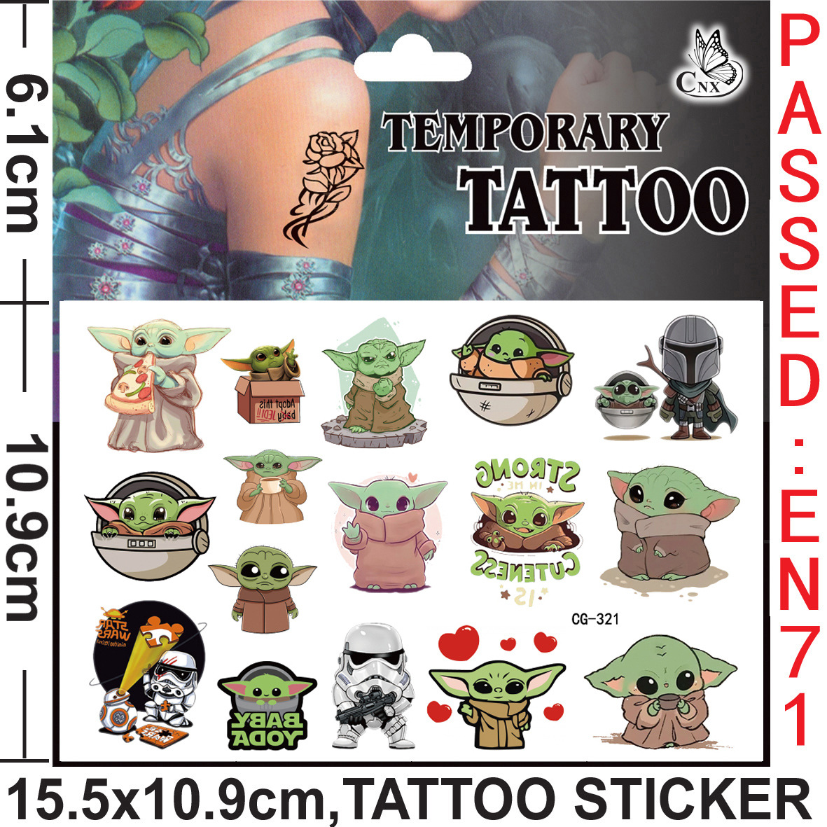 Yoda Baby Tattoo Stickers Wate - đánh giá và giá Baby Yoda Nursery Decor