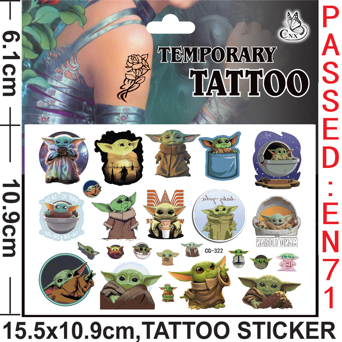 Yoda Baby Tattoo Stickers Wate - đánh giá và giá Baby Yoda Nursery Decor