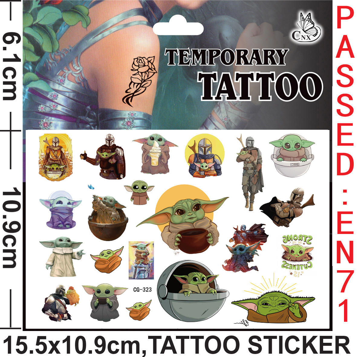 Yoda Baby Tattoo Stickers Wate - đánh giá và giá Baby Yoda Nursery Decor