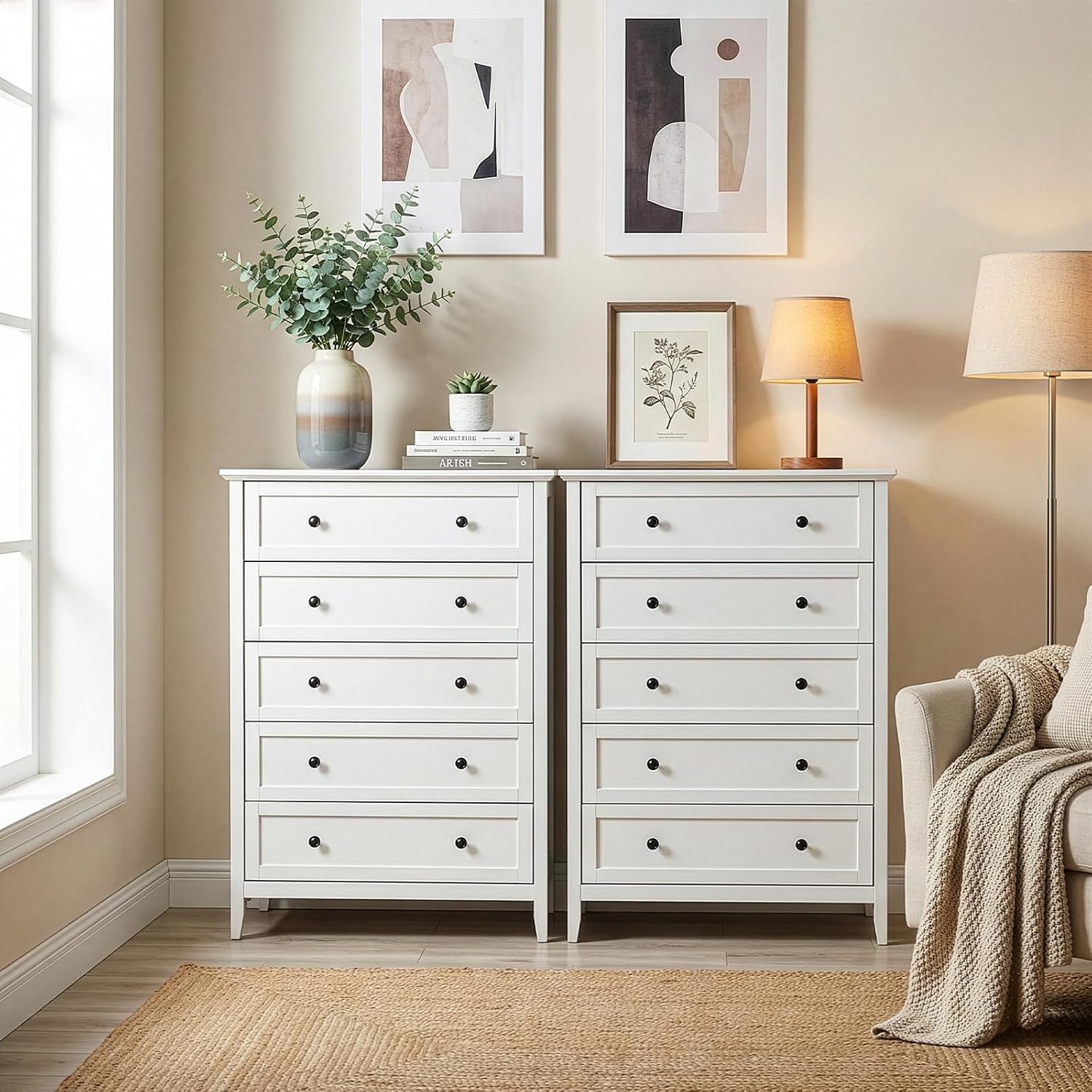 Nightstand Dresser Wood 5 Draw - đánh giá và giá Drawer Dresser White