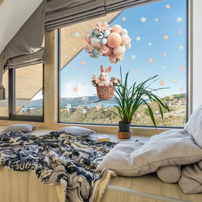 Cartoon Baby Rabbit Hot-air Ba - đánh giá và giá Baby Nursery Hot Air Balloon