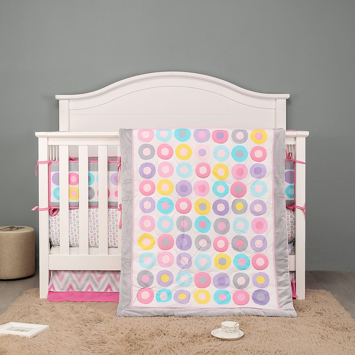 7Pcs Pink Baby Crib Bedding Se - đánh giá và giá Baby Nursery Bedding Sets