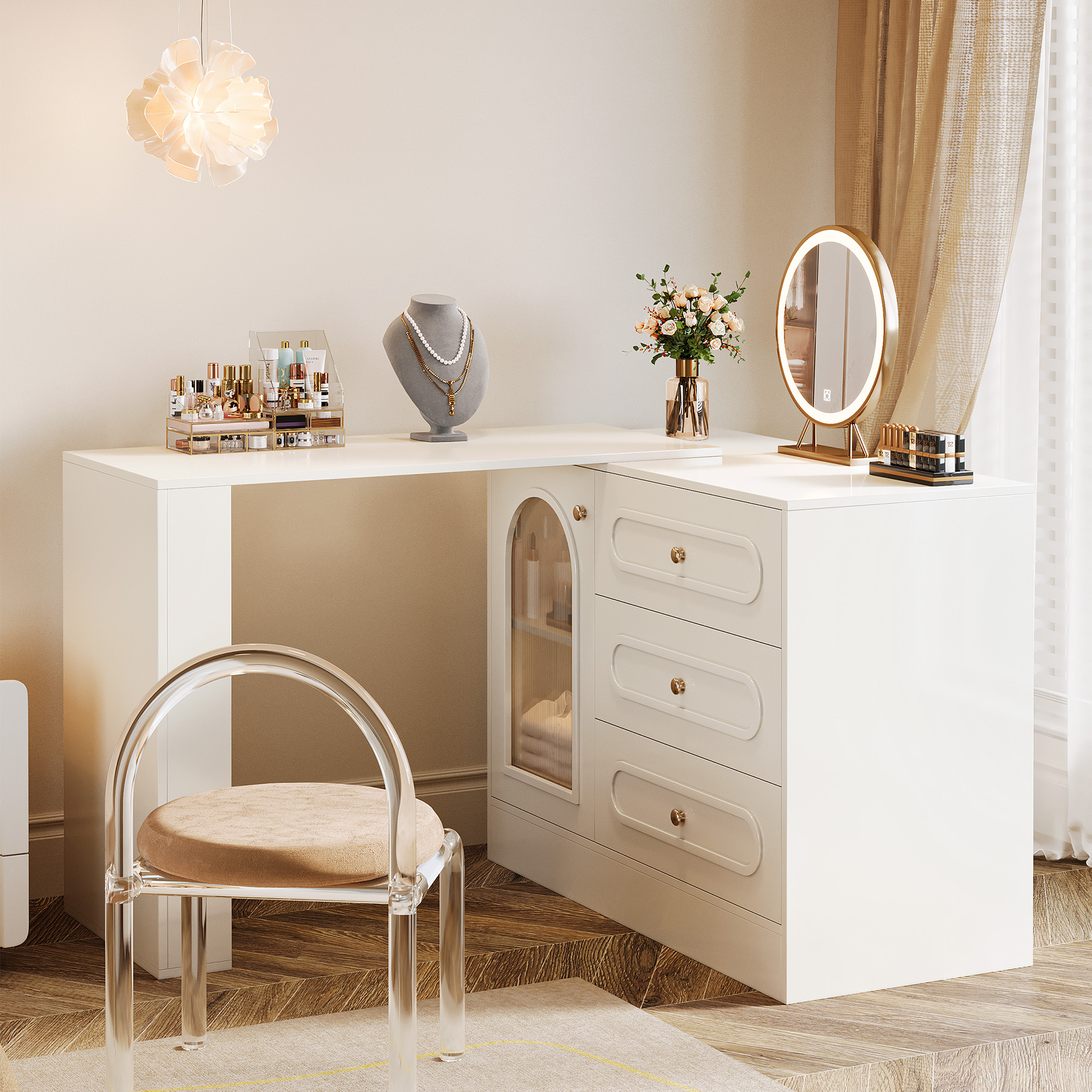 Modern 3-Drawer Vanity Dresser - đánh giá và giá Drawer Dresser White