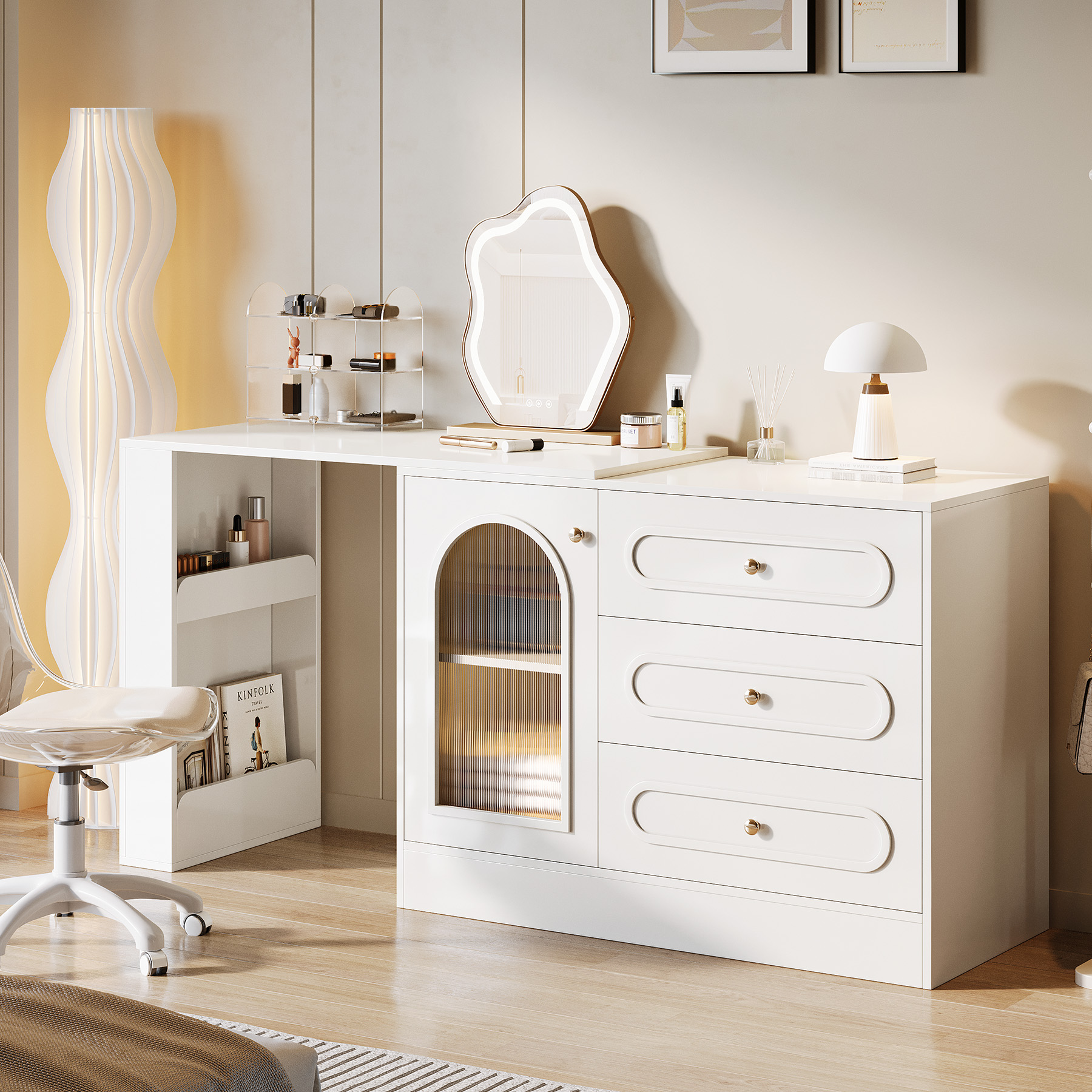 Modern 3-Drawer Vanity Dresser - đánh giá và giá Drawer Dresser White