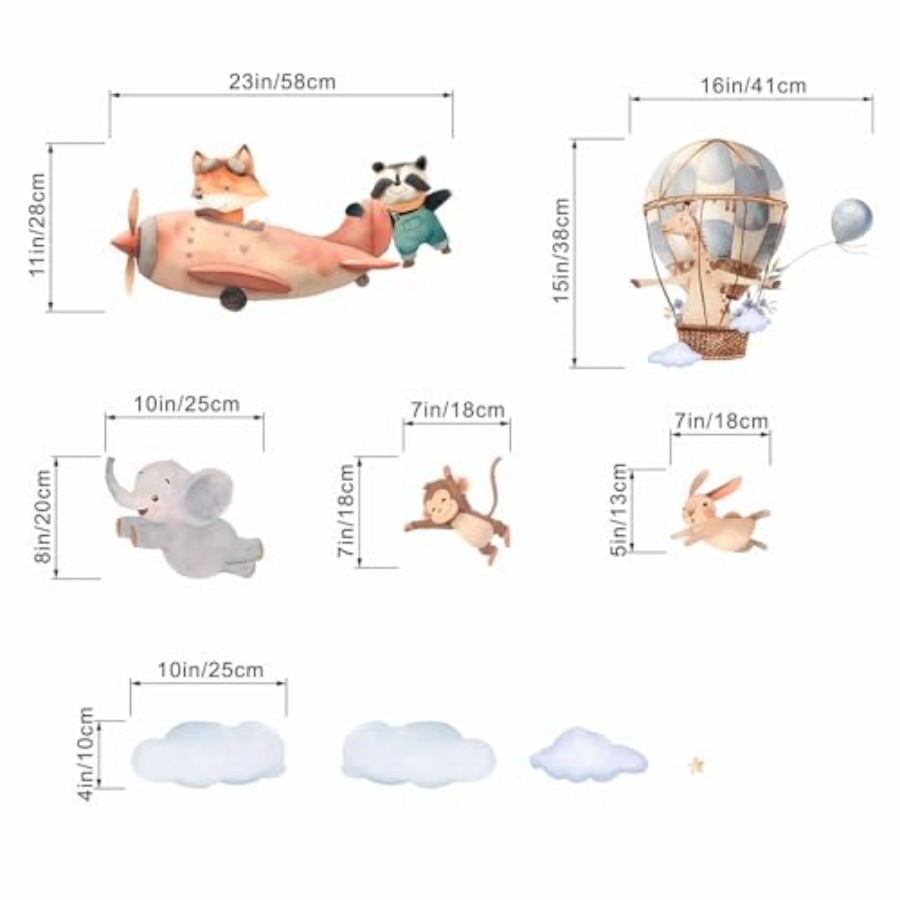 Wall Stickers for Nursery: Bab - đánh giá và giá Baby Nursery Hot Air Balloon