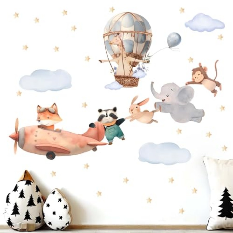 Wall Stickers for Nursery: Bab - đánh giá và giá Baby Nursery Hot Air Balloon
