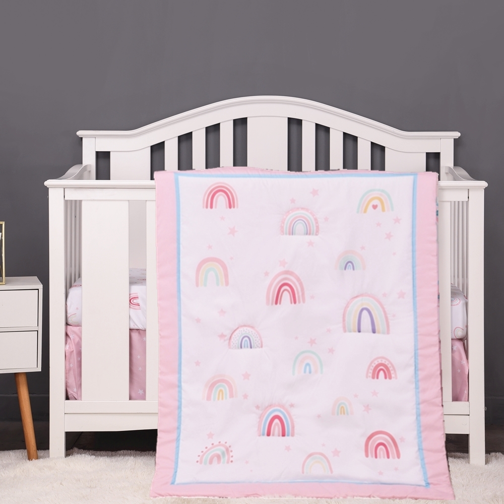 3Pcs Rainbow Baby Infant Crib  - đánh giá và giá Baby Nursery Bedding Sets