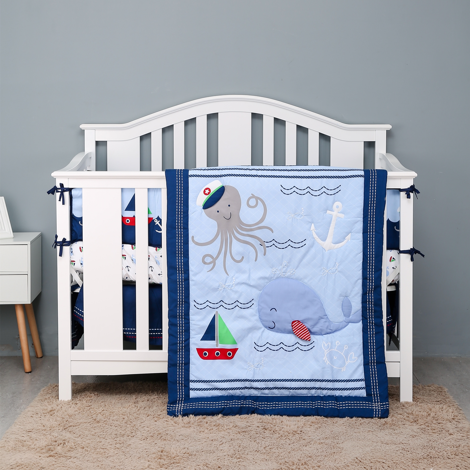 7Pcs Ocean Theme Baby Nursery  - đánh giá và giá Baby Nursery Bedding Sets