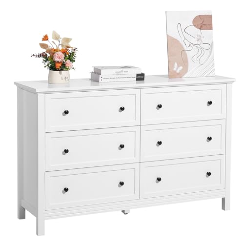 6 Drawer White Wooden Dresser  - đánh giá và giá Drawer Dresser White