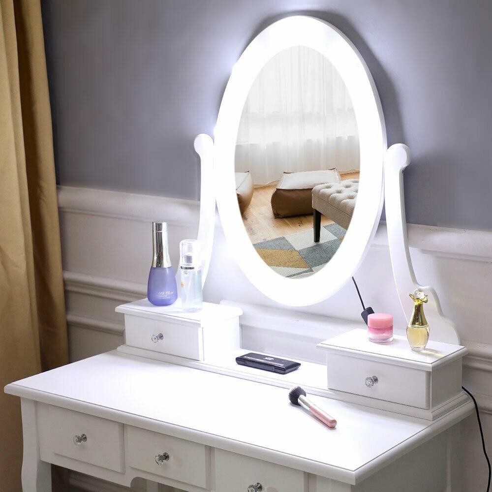 Vanity Set with Lighted Mirror - đánh giá và giá Drawer Dresser White