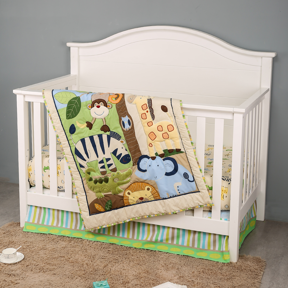 3Pcs Embroidered baby crib bed - đánh giá và giá Baby Nursery Bedding Sets