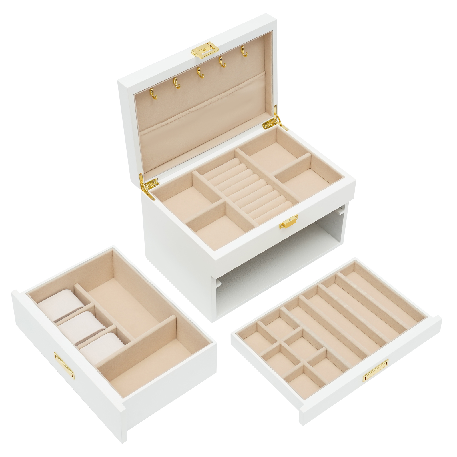 Elegant White Large Jewelry St - đánh giá và giá Drawer Dresser White