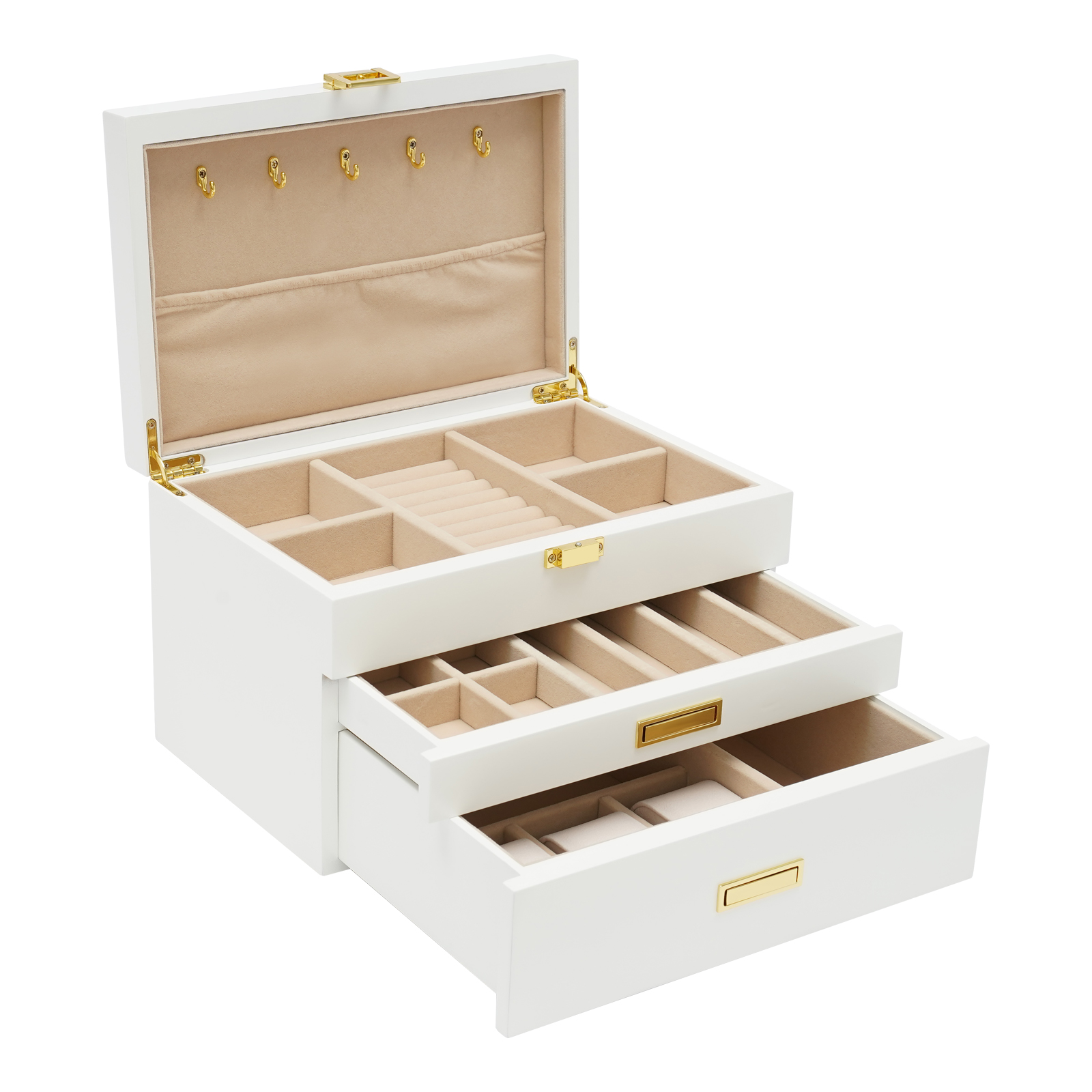 Elegant White Large Jewelry St - đánh giá và giá Drawer Dresser White