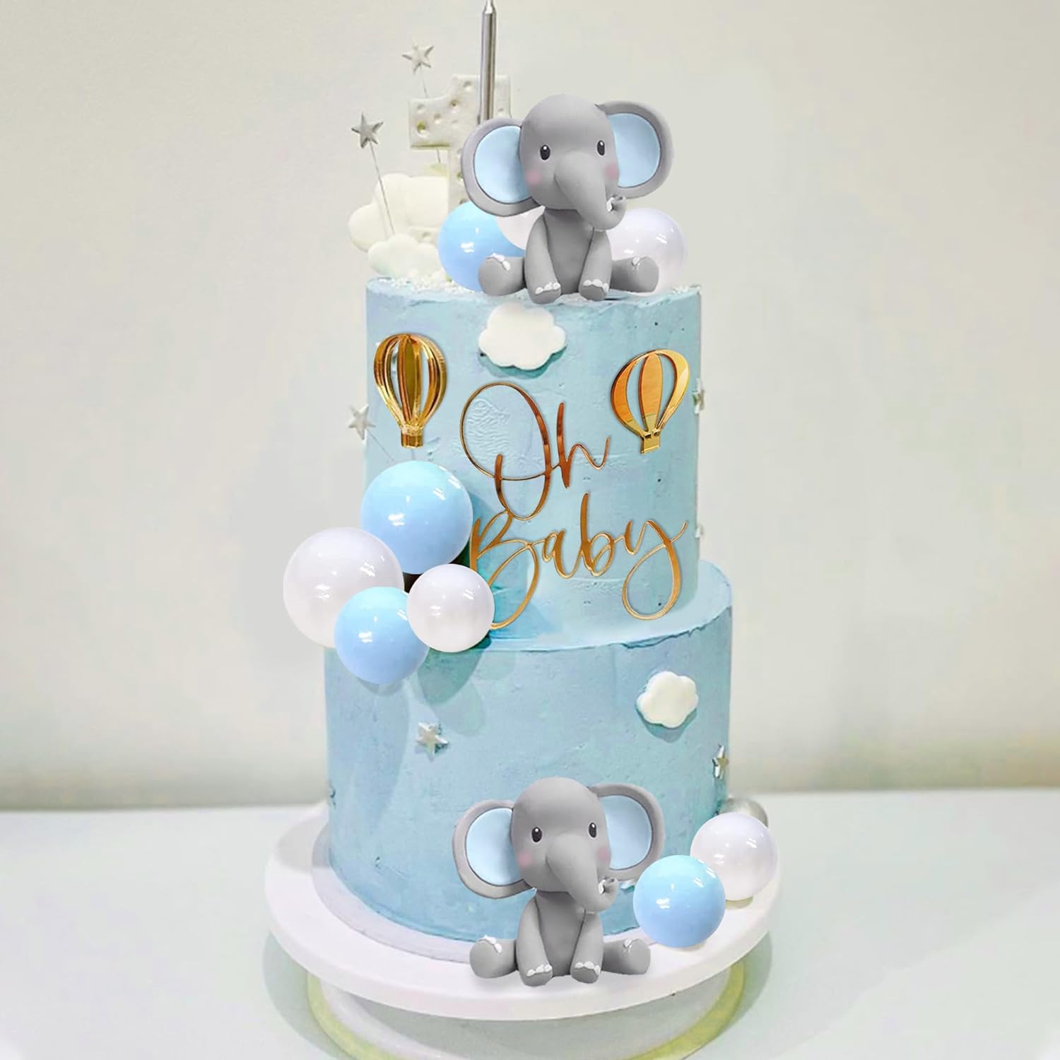 Elephant Cake Decoration with  - đánh giá và giá Baby Nursery Hot Air Balloon